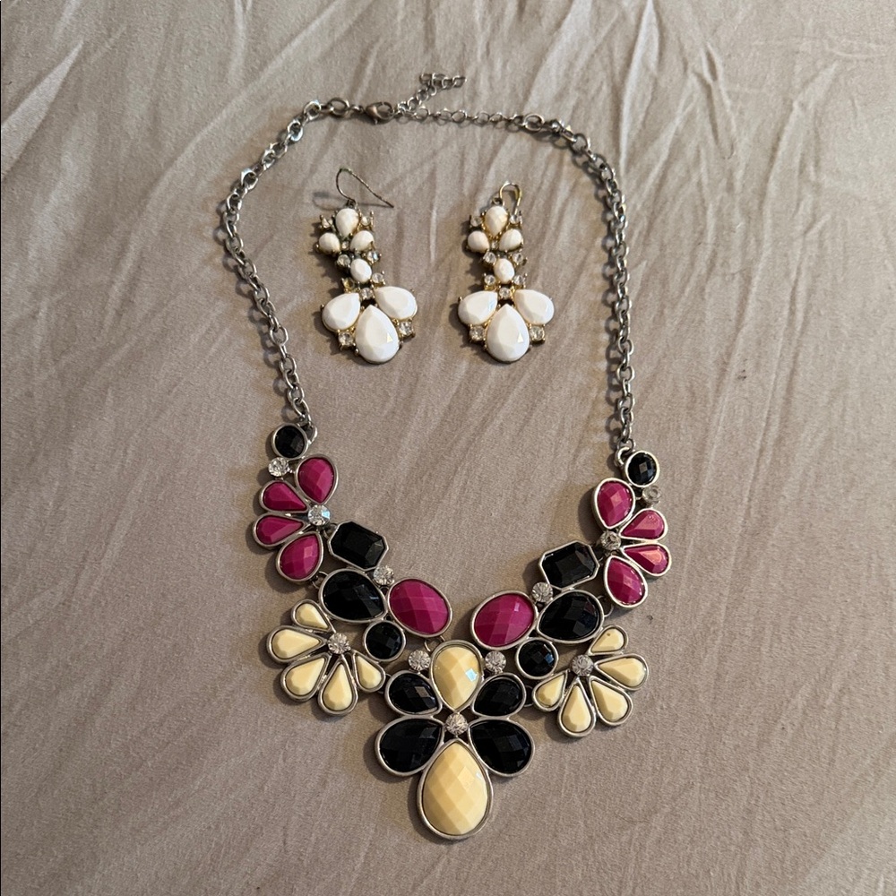 Elegant Floral Necklace and Earring Set